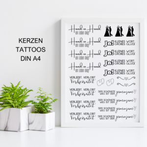PDF - Kerzentattoo Vorlage - Hochzeit 1- A4 Kerzentattoos zum selber drucken