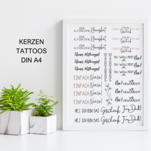 PDF - Kerzentattoo Vorlage - Kleinigkeit - A4 Kerzentattoos zum selber drucken