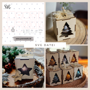 Weihnachtskugel Verpackung 3mm Box für Christbaumkugeln SVG Schachtel Advent Weihnachten Winter Laserdatei