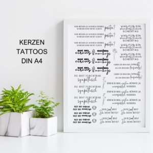 PDF - Kerzentattoo Vorlage - Sprüche Mix- A4 Kerzentattoos zum selber drucken