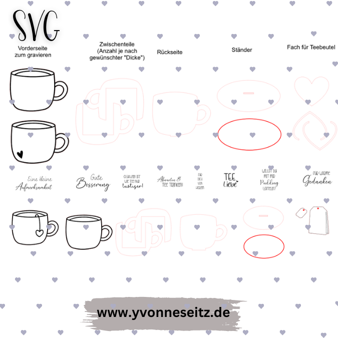 3mm Teetasse mit vielen Designs Geschenkidee Geldgeschenk Gutschein Teeliebe Glühwein Pudding Teebeutel SVG Laser Datei Weihnachtsmarkt Fest – Bild 2