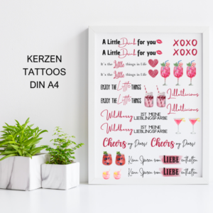 PDF - Kerzentattoo Vorlage - Wildberry - A4 Kerzentattoos zum selber drucken