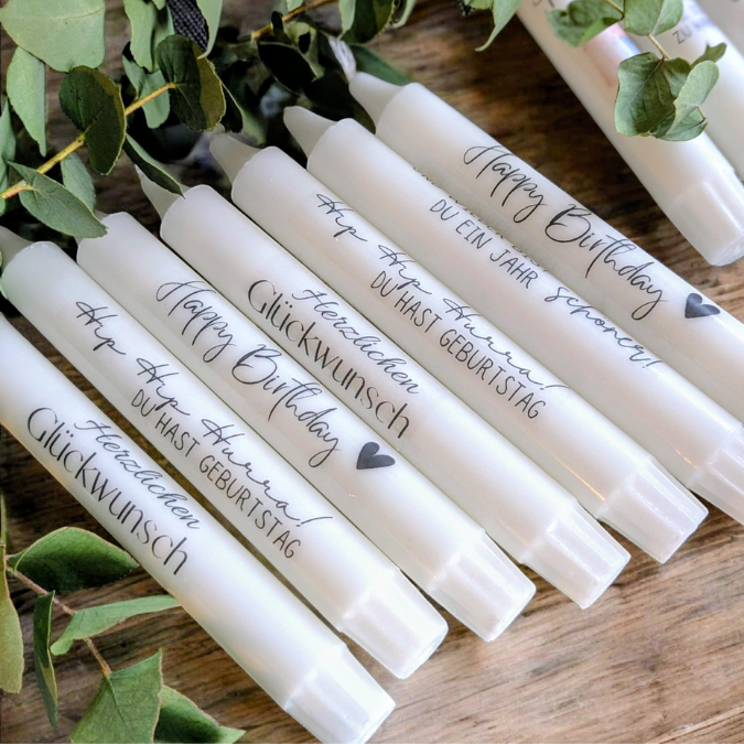 PDF - Kerzentattoo Vorlage - Geburtstag schwarz weiß - A4 Kerzentattoos zum selber drucken – Bild 2