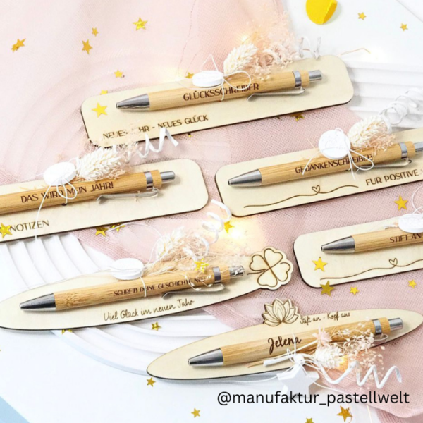 SVG Laser Datei Silvester Stiftehalter Verpackung für Stifte Silvesterwünsche und gravuren für Kugelschreiber Laserdatei – Bild 4