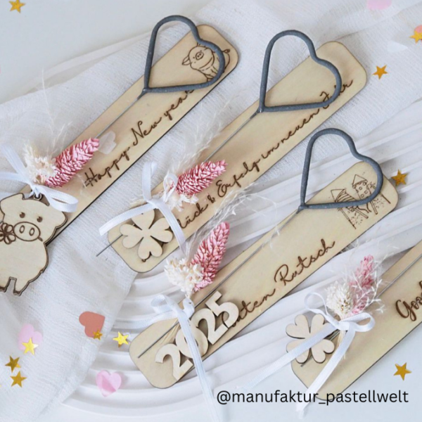 SVG Laser Datei Silvester Wunderkerzenhalter Verpackung für Wunderkerzen Geschenkidee Laserdatei – Bild 9
