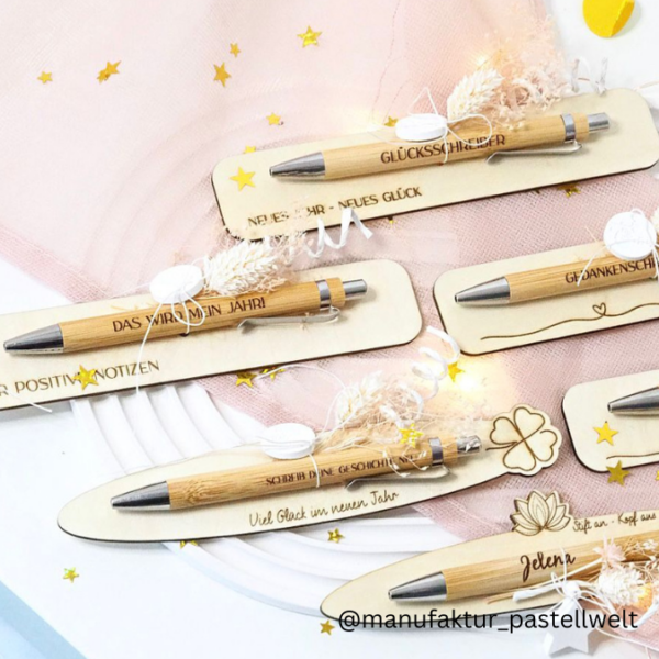 SVG Laser Datei Silvester Stiftehalter Verpackung für Stifte Silvesterwünsche und gravuren für Kugelschreiber Laserdatei – Bild 6