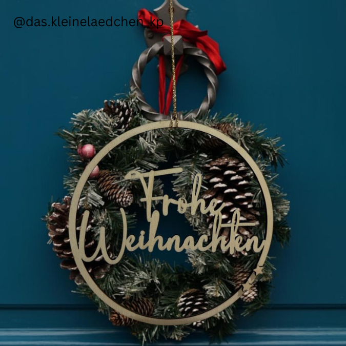 SVG Laser Datei Kranz Frohe Weihnachten schlicht Loop Hoop Laserdatei – Bild 3