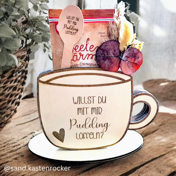 Teeliebe - für Gutscheine, Geldgeschenke, Blumen Geschenksets 3mm SVG Laser Datei Teetasse Tasse – Bild 4