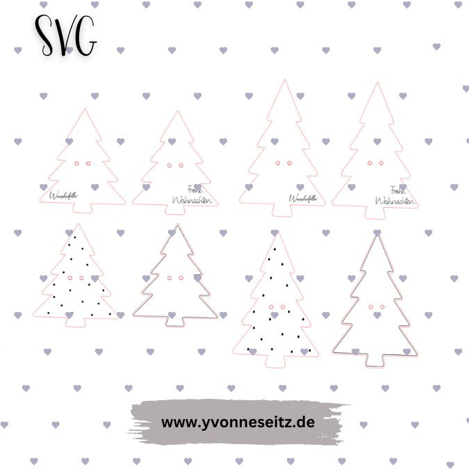 SVG Laser Datei Wunscherfüller Tannenbäume Tannenbaum Geldgeschenk Laserdatei – Bild 2