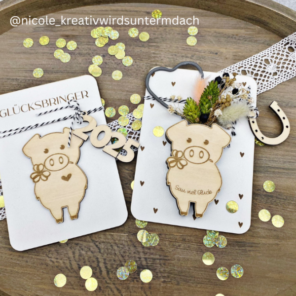 SVG Laser Datei Glücksschweine Glücksbringer Glück Jahreswechsel Mitbringsel Laserdatei – Bild 3