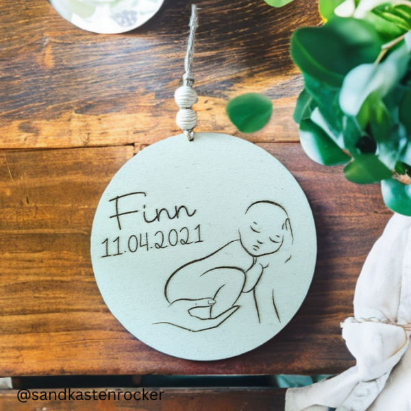 SVG Laser Datei Holzscheibe Baby personalisierbar zur Geburt Geschenkidee Laserdatei SVG Datei – Bild 3