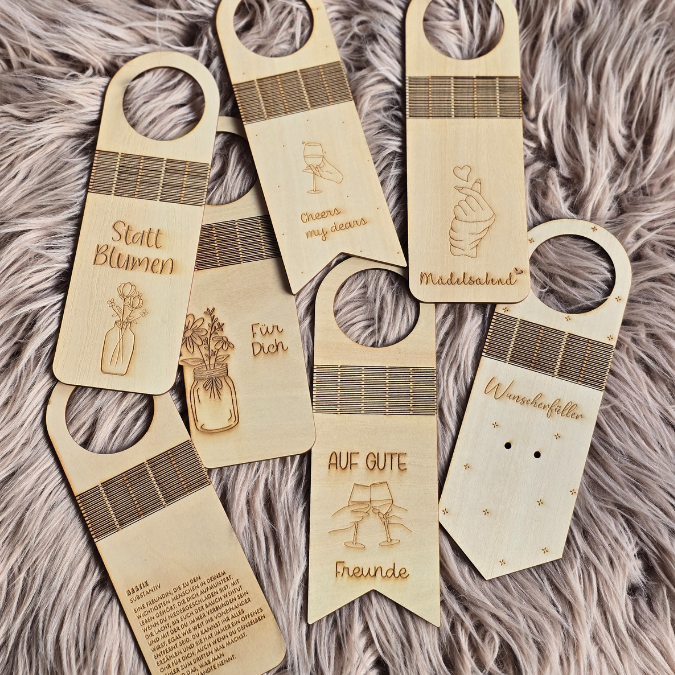SVG Laser Datei - Flaschenanhänger Weinflaschen Anhänger für Flaschen 9 Designs Freundschaft Freunde Laserdatei – Bild 25