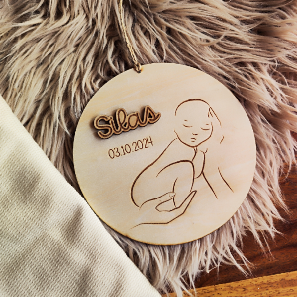 SVG Laser Datei Holzscheibe Baby personalisierbar zur Geburt Geschenkidee Laserdatei SVG Datei – Bild 2