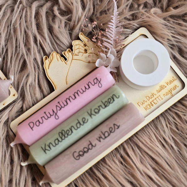 9 Designs "Nimm dir was du brauchst" Kerzensets Geschenksets für 3 Kerzen SVG Laserdatei Laserfile Lasercut Svgdatei – Bild 15