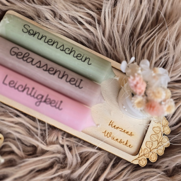 9 Designs "Nimm dir was du brauchst" Kerzensets Geschenksets für 3 Kerzen SVG Laserdatei Laserfile Lasercut Svgdatei – Bild 17