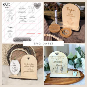 Aufsteller für 3mm und 4mm Holz Vatertag Papa Tochter für Vasen oder Kerzen SVG Laser Datei