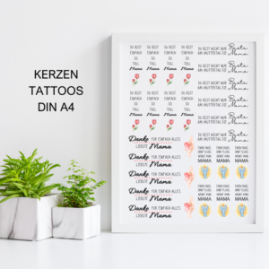 PDF - Kerzentattoo Vorlage - Danke Mama - A4 Kerzentattoos zum selber drucken