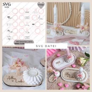 14 Designs SVG Laser Datei Geburtstag Pustekuchen Halter oder Einleger für ovales Tablett Laserdatei