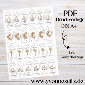 PRINT DRUCKVORLAGE PDF Geschenkanhänger 4 Designs MAXI - Firmung - Printable PDF-Datei zum selber drucken