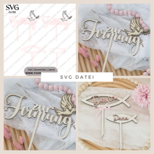 SVG Laser Datei Caketopper Pflanzenstecker zur Firmung Kirche Glaube SVG Datei