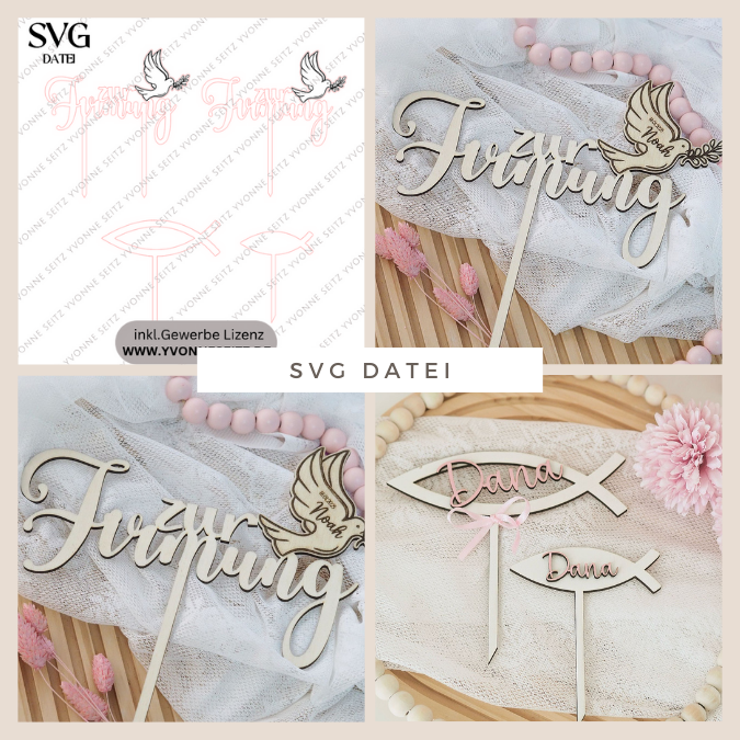 SVG Laser Datei Caketopper Pflanzenstecker zur Firmung Kirche Glaube SVG Datei