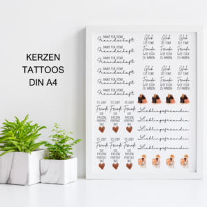 PDF - Kerzentattoo Vorlage - Freundin Beste Freundin Freundschaft - A4 Kerzentattoos zum selber drucken