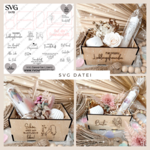 3 mm und 4 mm Geschenkbox in 3 Größen für Freundinnen Beste Freundin Kiste Geschenksets Beste Freundin BFF SVG Laserdatei Laserfile Lasercut