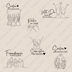SVG Laser Datei GRAVUR FREUNDINNEN FREUNDSCHAFT BFF SVG Datei