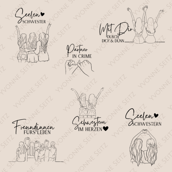 SVG Laser Datei GRAVUR FREUNDINNEN FREUNDSCHAFT BFF SVG Datei