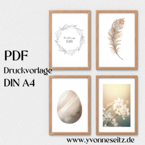 PRINT DRUCKVORLAGE PDF A4 POSTER 4 Stück - FRÜHLINGSGLÜCK - Printable PDF-Datei zum selber drucken