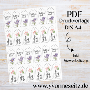 PRINT DRUCKVORLAGE PDF Geschenkanhänger 2 Designs MAXI - FRÜHLINGSGRUß BLUMEN FRÜHLINGSBLUMEN - Printable PDF-Datei zum selber drucken