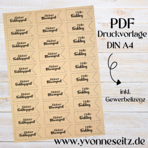 PRINT DRUCKVORLAGE PDF Geschenkanhänger 3 Designs 3- KLEINER FRÜHLINGSGRUß & KLEINER BLUMENGRUß & HELLO FRÜHLING - Printable PDF-Datei zum selber drucken