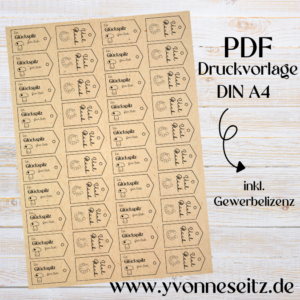 PRINT DRUCKVORLAGE PDF Geschenkanhänger 2 Designs MIDI - VIEL GLÜCK & GLÜCKSPILZ - Printable PDF-Datei zum selber drucken