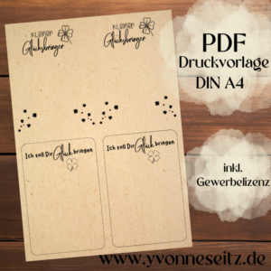 IN DER TÜTE PRINT DRUCKVORLAGE PDF Verpackung für Kleinigkeiten Geschenkkarte 2 Designs - Glücksbringer- Printable PDF Datei zum selber drucken
