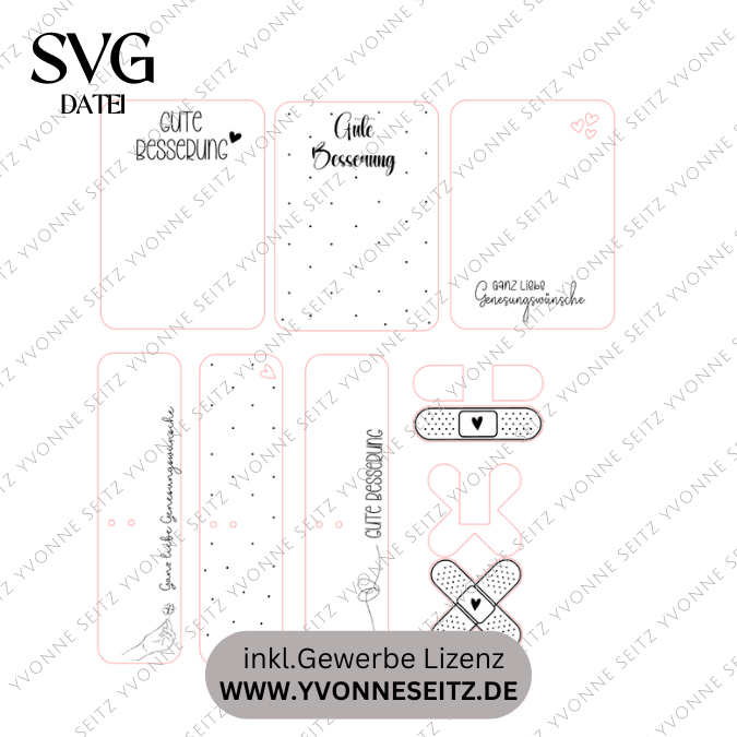 SVG Laser Datei - Gute Besserung Aufmerksamkeit Genesungswünsche Kerzen Halter Karten Grußkarten Laserdatei – Bild 2