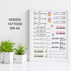 PDF - Kerzentattoo Vorlage - Gute Besserung - A4 Kerzentattoos zum selber drucken
