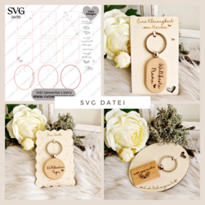 Laserdatei Halter für Schlüsselanhänger Glücksbringer Verpackung Kleinigkeiten Geschenkidee SVG Laser Datei