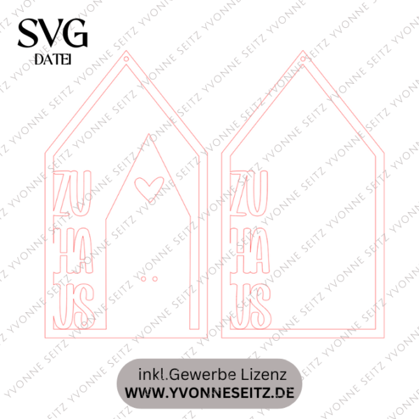 SVG Laser Datei Kranz 2er Set Haus Kranz zum aufhängen Häuser Zuhaus Hauskranz Laserdatei – Bild 2
