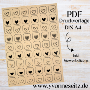 PRINT DRUCKVORLAGE PDF Geschenkanhänger 9 Designs MINI - HERZEN SCHWARZ - Printable PDF-Datei zum selber drucken
