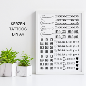 PDF - Kerzentattoo Vorlage - Herzensmensch - A4 Kerzentattoos zum selber drucken