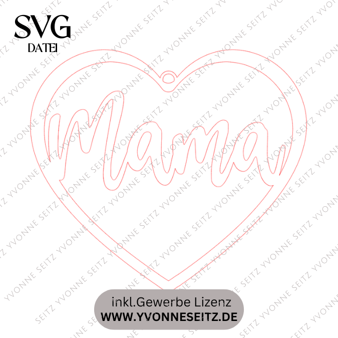 SVG Laser Datei Kranz Herzkranz Mama für Trockenblumen Muttertag Kranz zum aufhängen Laserdatei – Bild 2