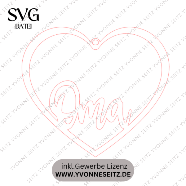 SVG Laser Datei Kranz Herzkranz Oma für Trockenblumen Muttertag Kranz zum aufhängen Laserdatei – Bild 2
