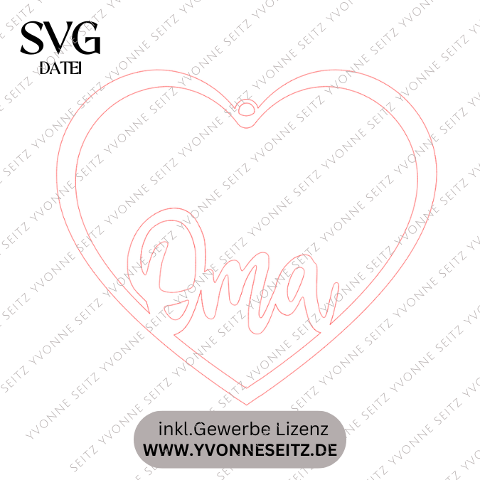 SVG Laser Datei Kranz Herzkranz Oma für Trockenblumen Muttertag Kranz zum aufhängen Laserdatei – Bild 2