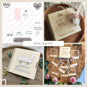 3mm UND 4mm SVG Laser Datei 4 Designs Hochzeitsbuch Fotoalbum Aufbewahrung Box für Polaroids oder Fotos SVG Datei Hochzeitsgeschenk