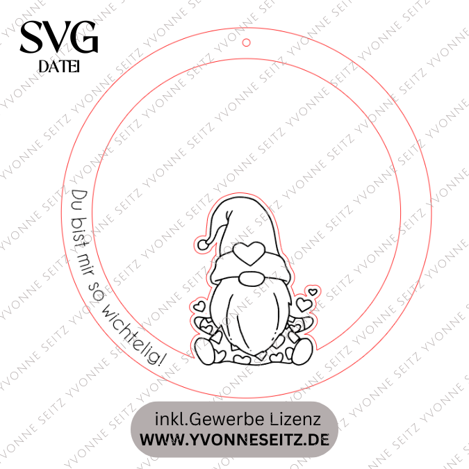 SVG Laser Datei Kranz Valentinstag Liebe Wichtel kranz Wichtelig Wichtel Laserdatei – Bild 2