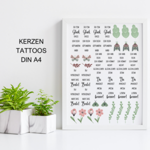 PDF - Kerzentattoo Vorlage - Liebe Worte - A4 Kerzentattoos zum selber drucken