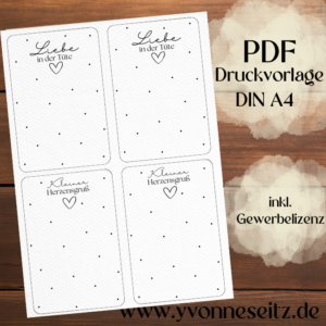 IN DER TÜTE PRINT DRUCKVORLAGE PDF Verpackung für Kleinigkeiten Geschenkkarte 2 Designs - Liebe in der Tüte UND Herzensgruß PDF-Datei zum selber drucken