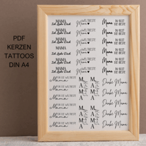PDF - Kerzentattoo Vorlage - Mama für kurze Kerzen- A4 Kerzentattoos zum selber drucken