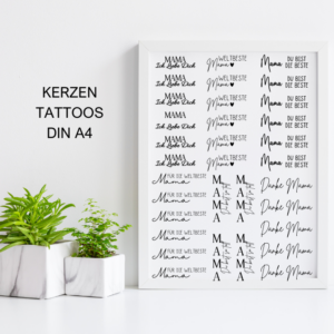 PDF - Kerzentattoo Vorlage - Mama für kurze Kerzen- A4 Kerzentattoos zum selber drucken