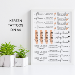 PDF - Kerzentattoo Vorlage - Mama rosa - A4 Kerzentattoos zum selber drucken